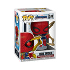 Authentic Funko POP! Marvel Iron Spider from Avengers Endgame. Collectible toy figure with vibrant details.
