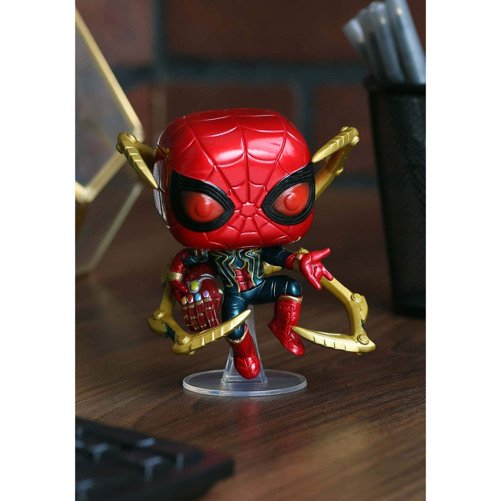 Premium imported Funko POP! figure of Spider-Man from Avengers Endgame, featuring vibrant colors and detailed design.