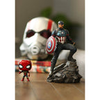 This Funko POP! Marvel set features Captain America and Spider-Man, showcasing original packaging and vibrant details.
