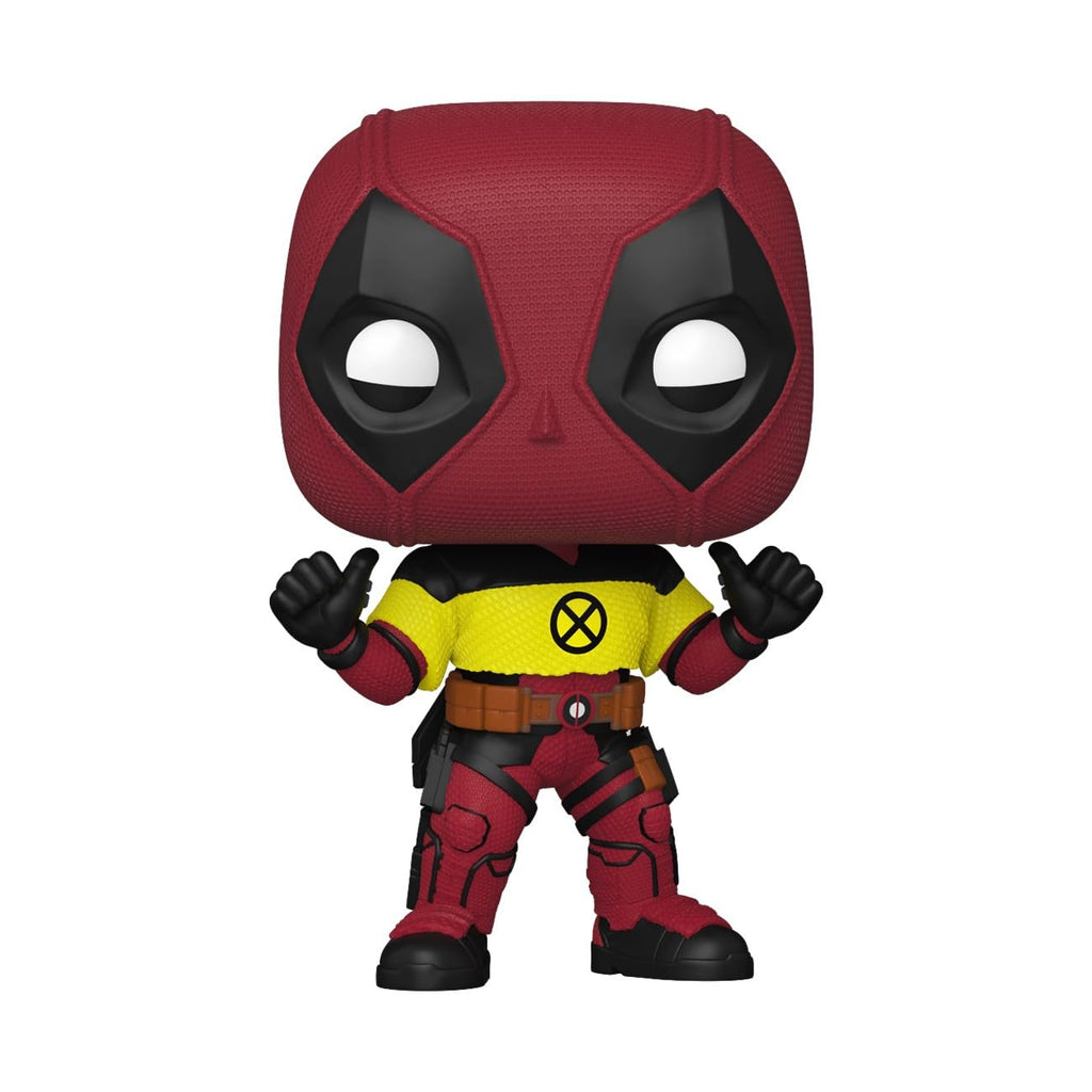 Order the Funko POP! Marvel: Deadpool 2 figure featuring Deadpool in a vibrant yellow and red suit. Available online!