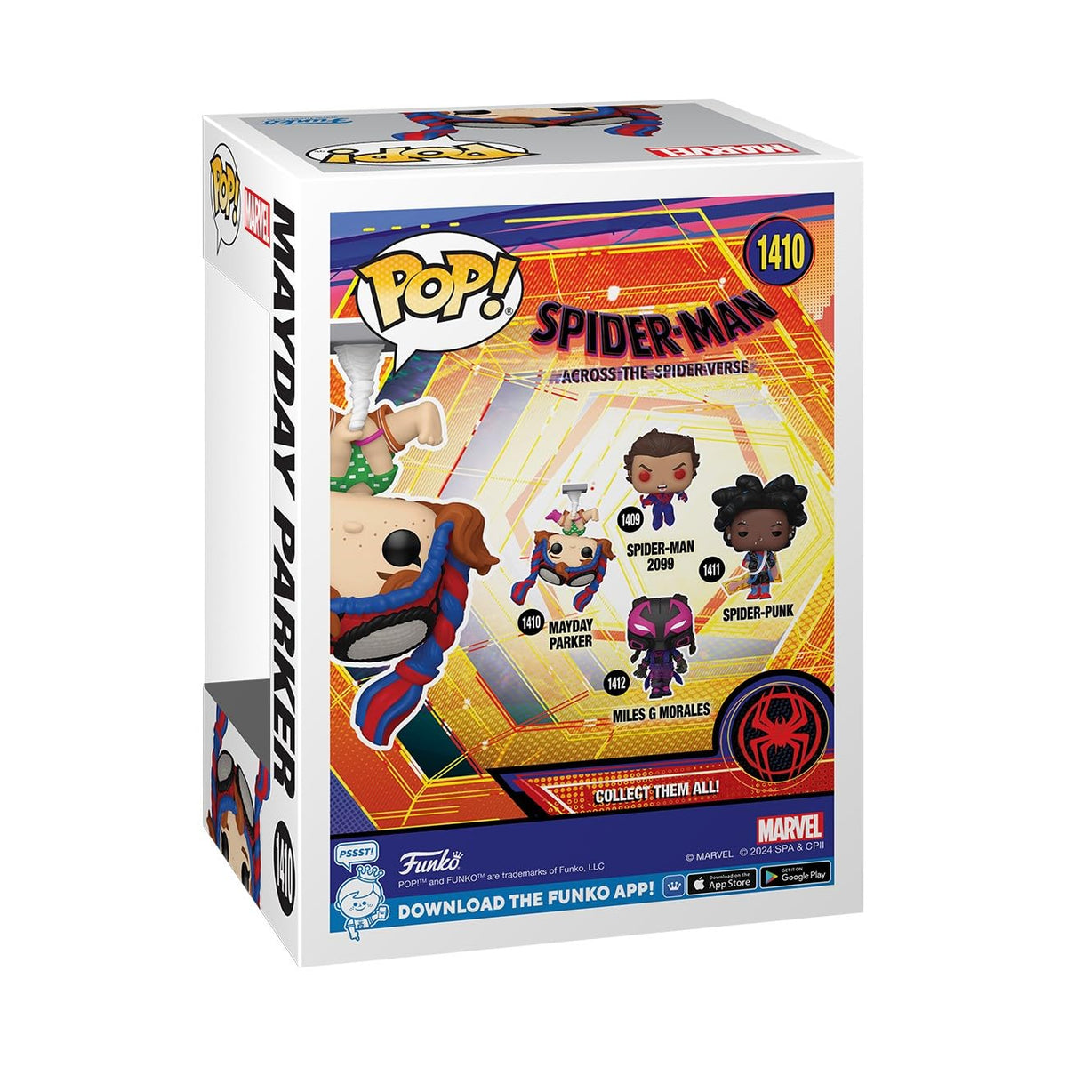 Funko POP! Marvel Spider-Man Across the Spider-Verse collectibles featuring Mayday Parker and Spider-Punk. Imported favorites.