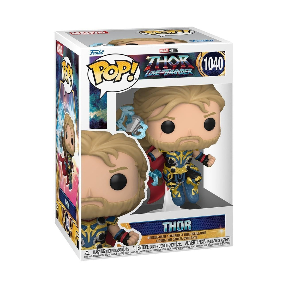 100% genuine Funko POP! Marvel Thor from Love and Thunder. Detailed collectible with iconic armor and accessory.