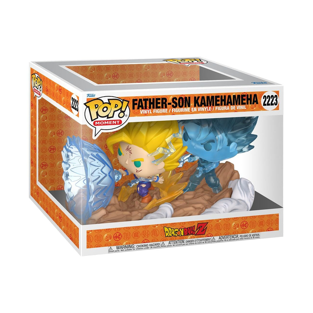 Authentic Funko POP! Father-Son Kamehameha moment from Dragon Ball Z, featuring iconic characters in dynamic poses.