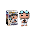 Authentic Funko POP figure of Dr. Emmett Brown from Back to the Future, featuring detailed design and vibrant colors.