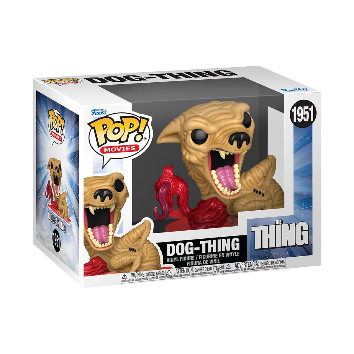 100% authentic Funko Pop! from 'The Thing'. Features the Dog-Thing character with distinct design and vibrant colors.