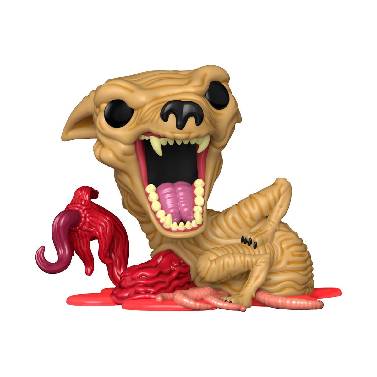 This Funko Pop! features the Dog-Thing from 'The Thing', showcasing a grotesque design with mouth open and vibrant colors. Verified by CuratCart.
