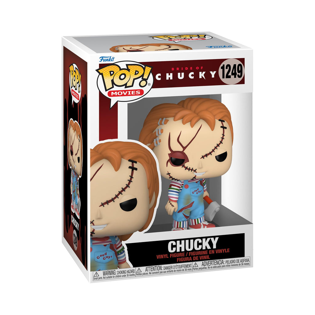100% genuine Funko POP! figure of Chucky from Bride of Chucky, featuring detailed stitching and iconic outfit.