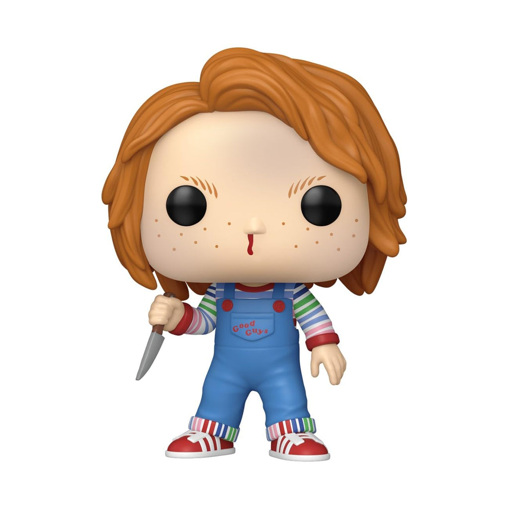 Get your Funko Pop! Chucky collectible figure, featuring the iconic doll with a knife. Available to order online in India!