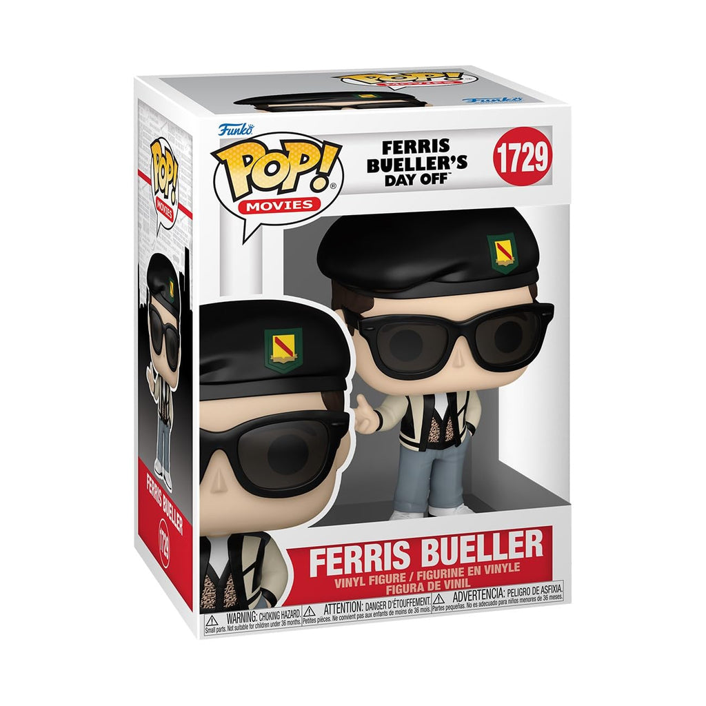 Authentic Funko POP! figure of Ferris Bueller from Ferris Bueller's Day Off, featuring sunglasses and signature outfit.