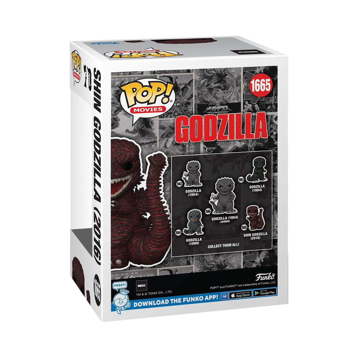 Premium imported Funko POP! figure of Godzilla, celebrating 70 years of the iconic movie monster, collectible item.