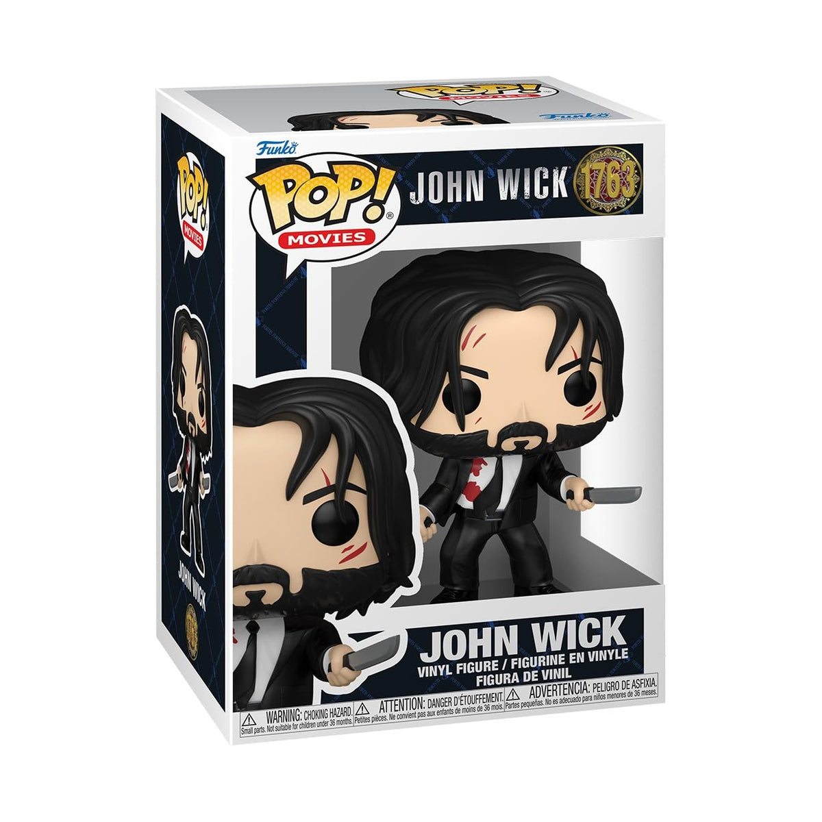 This 100% genuine Funko POP! figure features John Wick from the movie series, complete with distinct hairstyle and outfit.