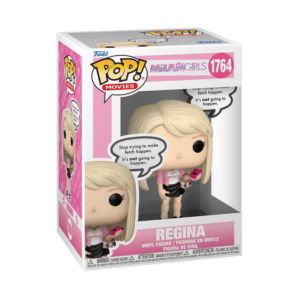 Authentic Funko POP! vinyl figure of Regina from Mean Girls, featuring iconic sayings in a collector's box.