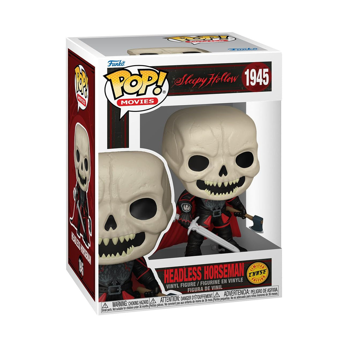 Premium imported Funko Pop! of the Headless Horseman from Sleepy Hollow. Collectible vinyl figure with skull head and sword.