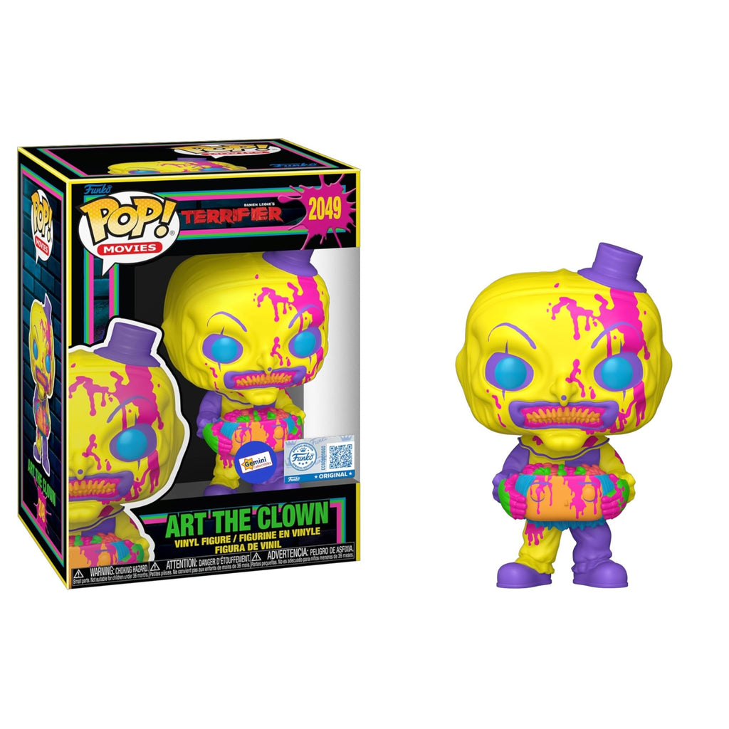 Premium imported Funko Pop figure of Art The Clown from Terrifier, featuring vibrant colors and unique design.