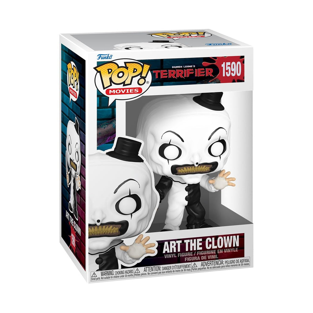 100% genuine Funko POP! of Art the Clown from the movie Terrifier, featuring detailed design in collectible packaging.