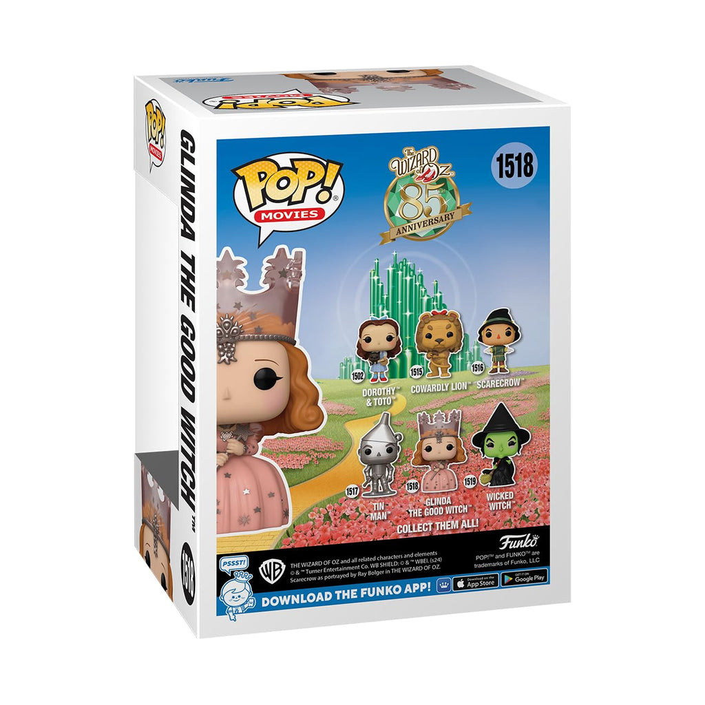 Premium imported Funko POP! of Glinda from The Wizard of Oz, showcasing iconic characters on the box.