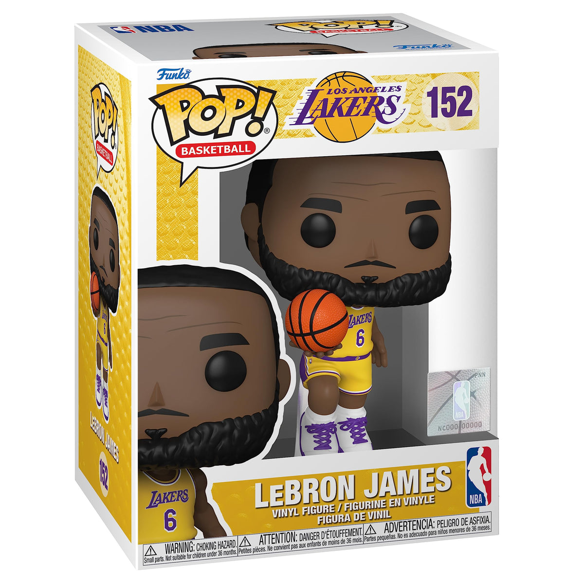 Authentic Funko Pop LeBron James figure in Lakers jersey, perfect for collectors and fans. Add to your NBA memorabilia!