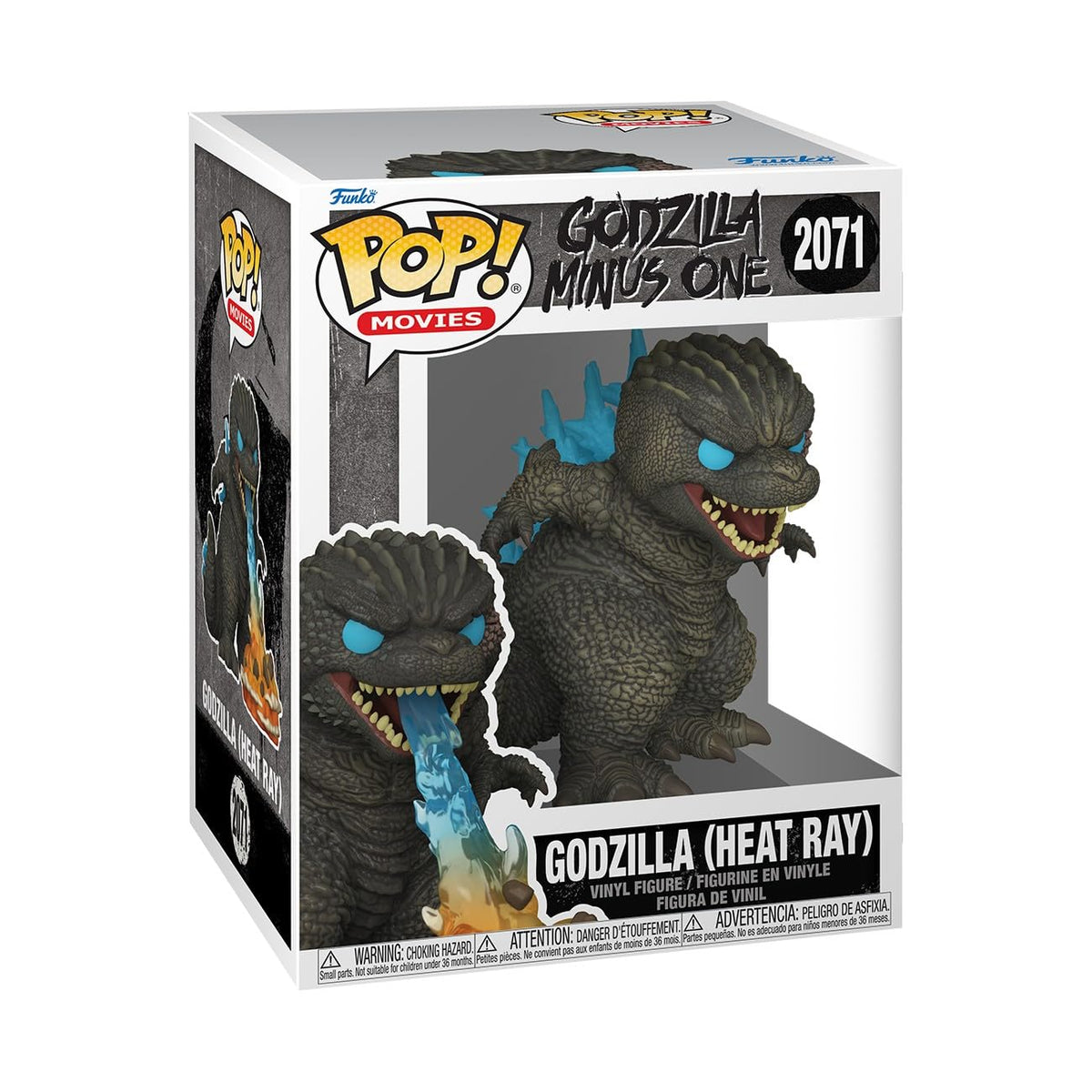 100% Genuine Funko Pop! Vinyl figure of Godzilla from 'Godzilla Minus One', featuring vibrant heat ray effects.