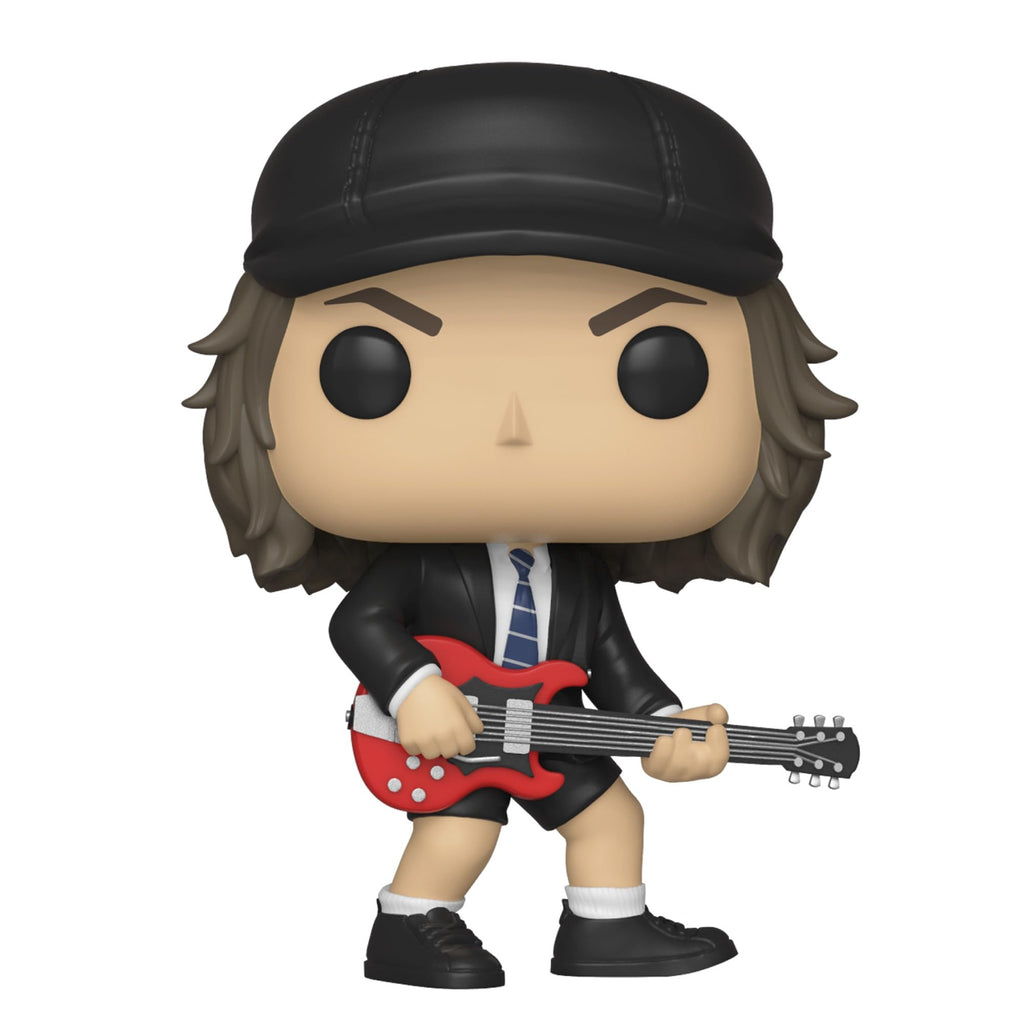 Collectible Funko POP! of AC/DC's Angus Young holding a guitar, perfect for fans. Available for order online now!