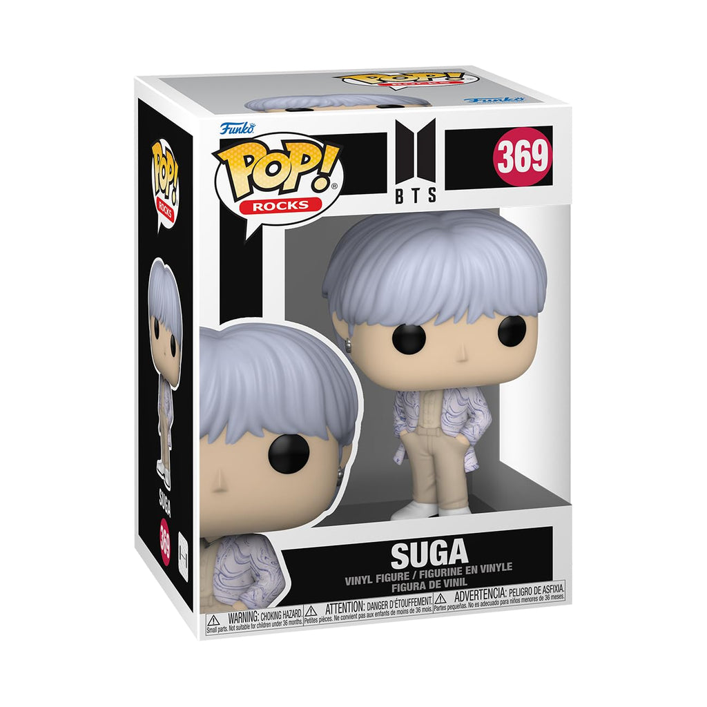 100% genuine Funko POP! Rocks figure of BTS member Suga, featuring his signature look in vinyl. Perfect for collectors!