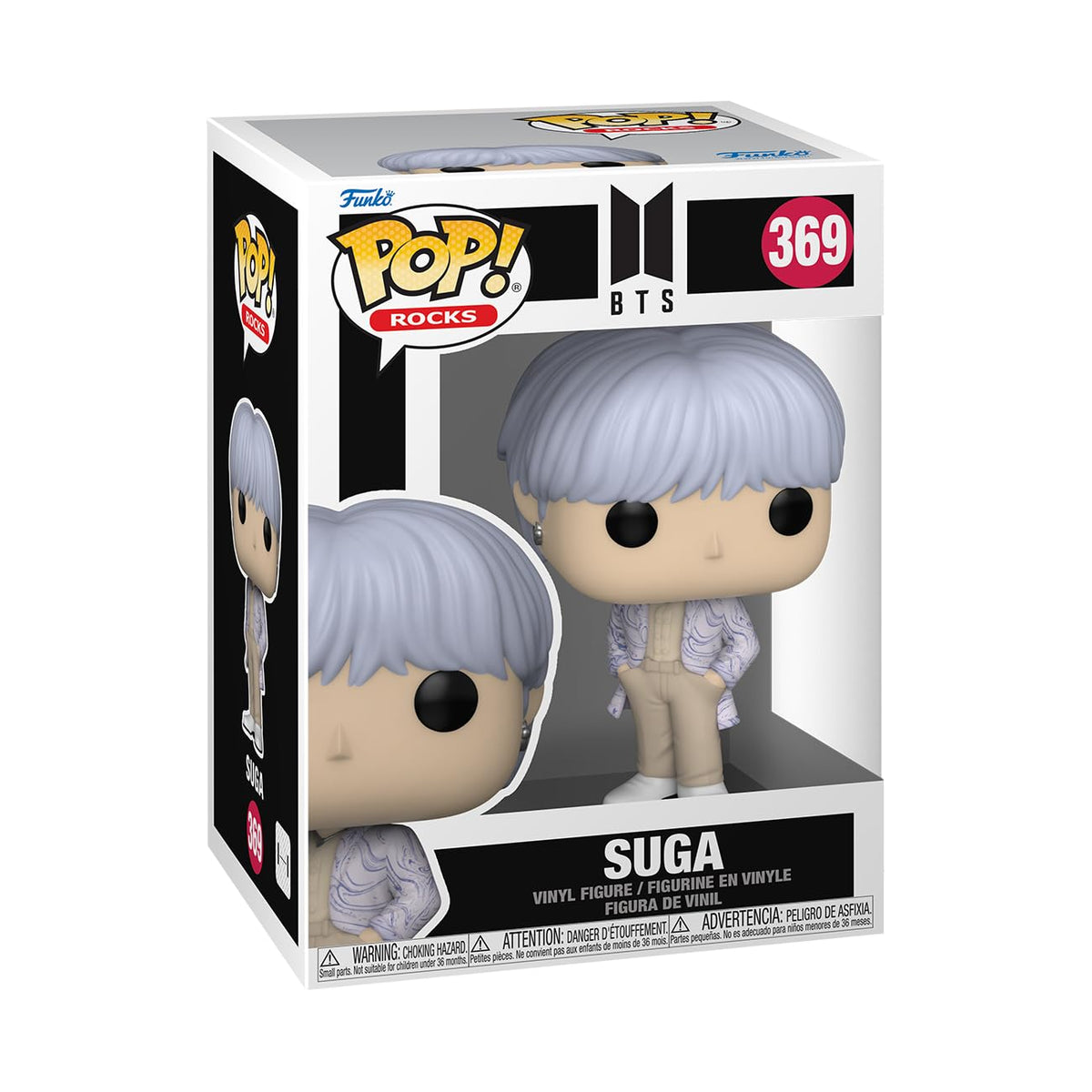 100% genuine Funko POP! Rocks figure of BTS member Suga, featuring his signature look in vinyl. Perfect for collectors!