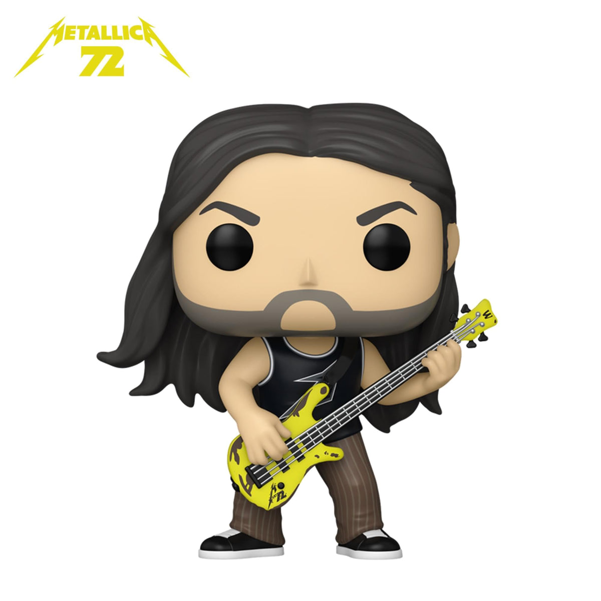 Premium imported Funko POP! featuring Metallica's Robert Trujillo with his signature bass, ideal for fans and collectors.