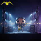 Official Funko POP! figure of Robert Trujillo from Metallica, featuring stage backdrop, instruments, and spotlight effect.