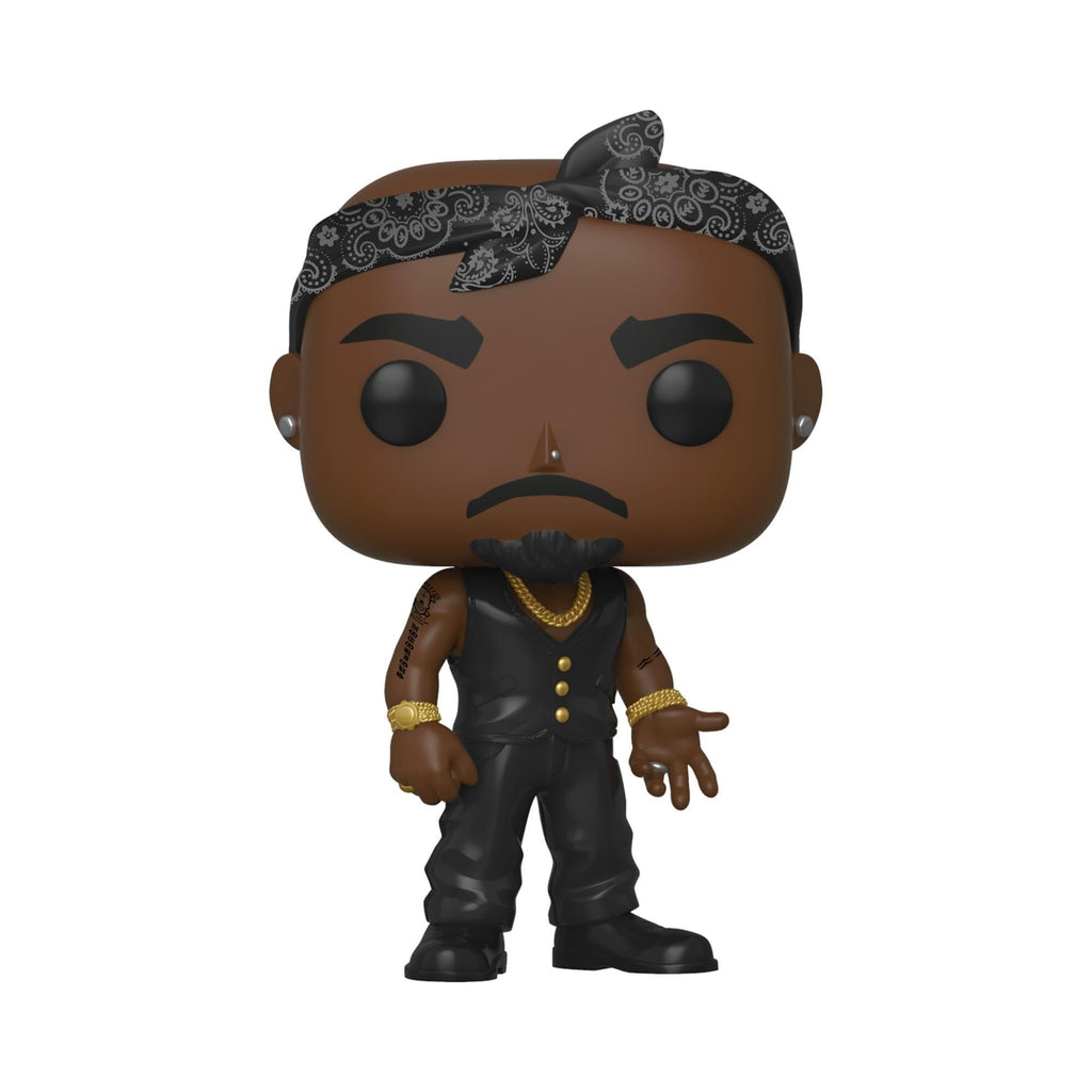 Premium imported Funko POP! Rocks figure of Tupac, featuring his signature attire and iconic bandana.