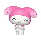 Imported Funko POP! My Melody figure, featuring a smiling character in a pink hood adorned with stars and hearts.