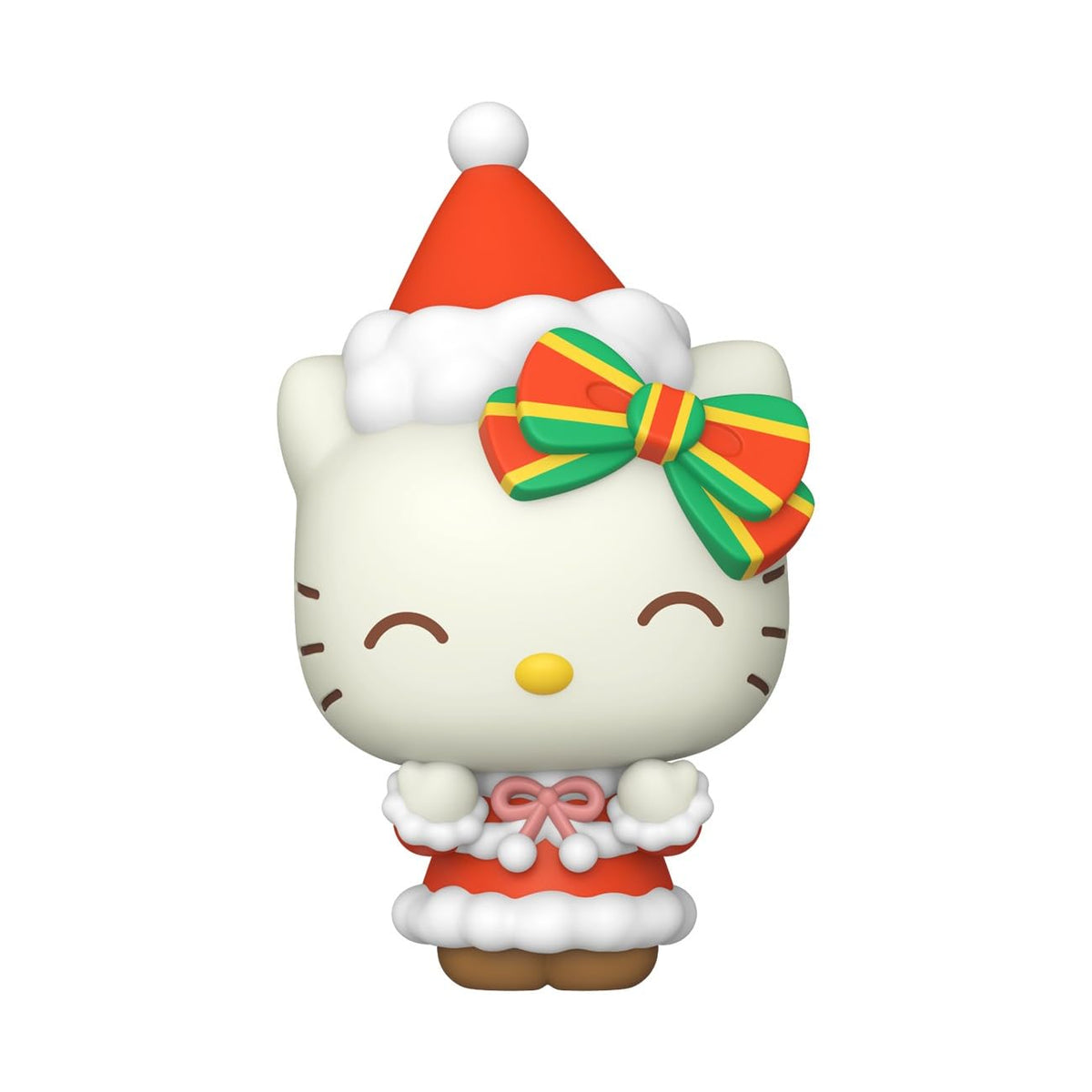 Cute Funko Pop! Hello Kitty dressed as Santa with a colorful bow. Perfect holiday gift! Available for online order.