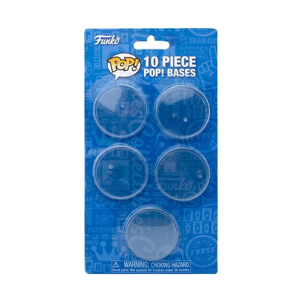 Authentic Funko Pop! Stand Bases, 10 pack displayed on blue backing, perfect for securely displaying your collectibles.