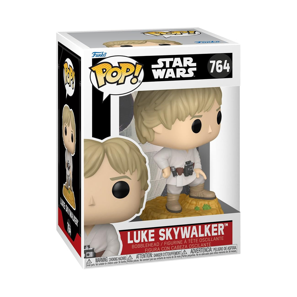 Authentic Funko POP! vinyl figure of Luke Skywalker from Star Wars, featuring a bobblehead design in packaging.