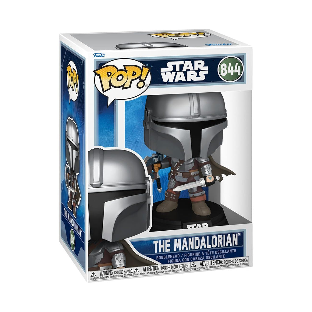 100% authentic Funko Pop! figure of The Mandalorian, featuring detailed design and vibrant box display.
