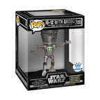 Authentic Funko Pop! IG-12 with Grogu from Star Wars: The Mandalorian. Exclusive collectible with lights and sounds.