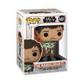 Authentic Funko POP! The Mandalorian with Grogu figure, detailed collectible in a colorful box, perfect for fans.