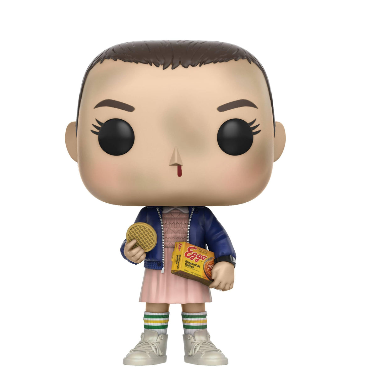 Funko Pop! figure of Eleven from Stranger Things, holding Eggo waffles. Available for order online now.