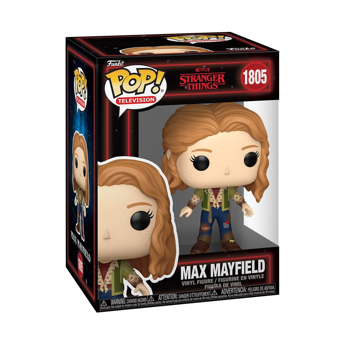 Authentic Funko Pop! figure of Max Mayfield from Stranger Things, showcasing vibrant colors and detailed design. 100% genuine collectible.