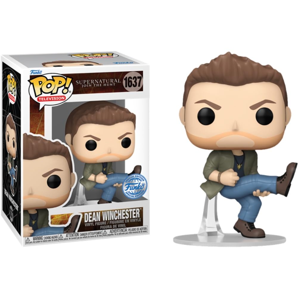 Authentic Funko Pop! Dean Winchester from Supernatural. Vinyl collectible features iconic pose and details.