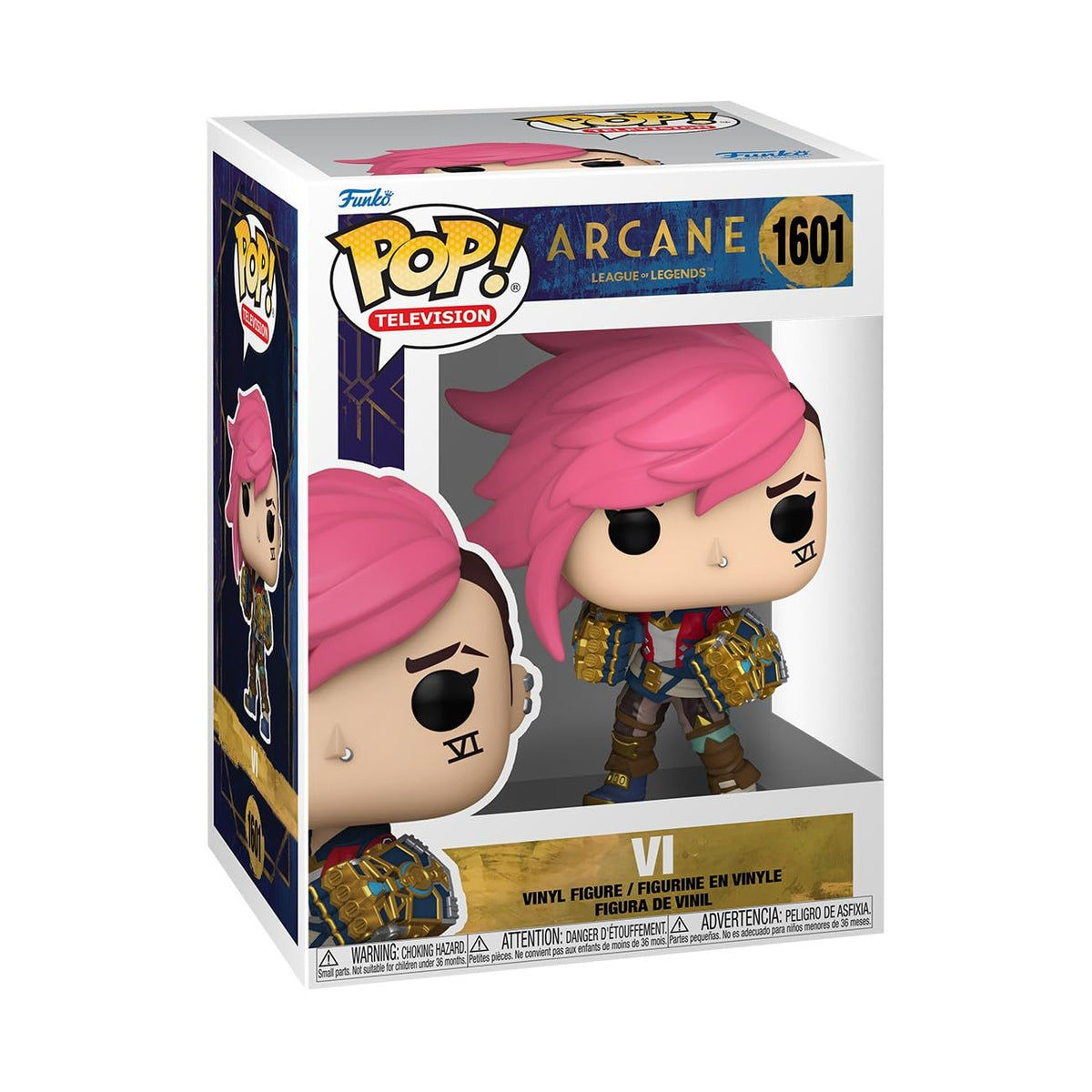 Authentic Funko POP! TV figure of VI from Arcane League of Legends, featuring vibrant colors and detailed design.