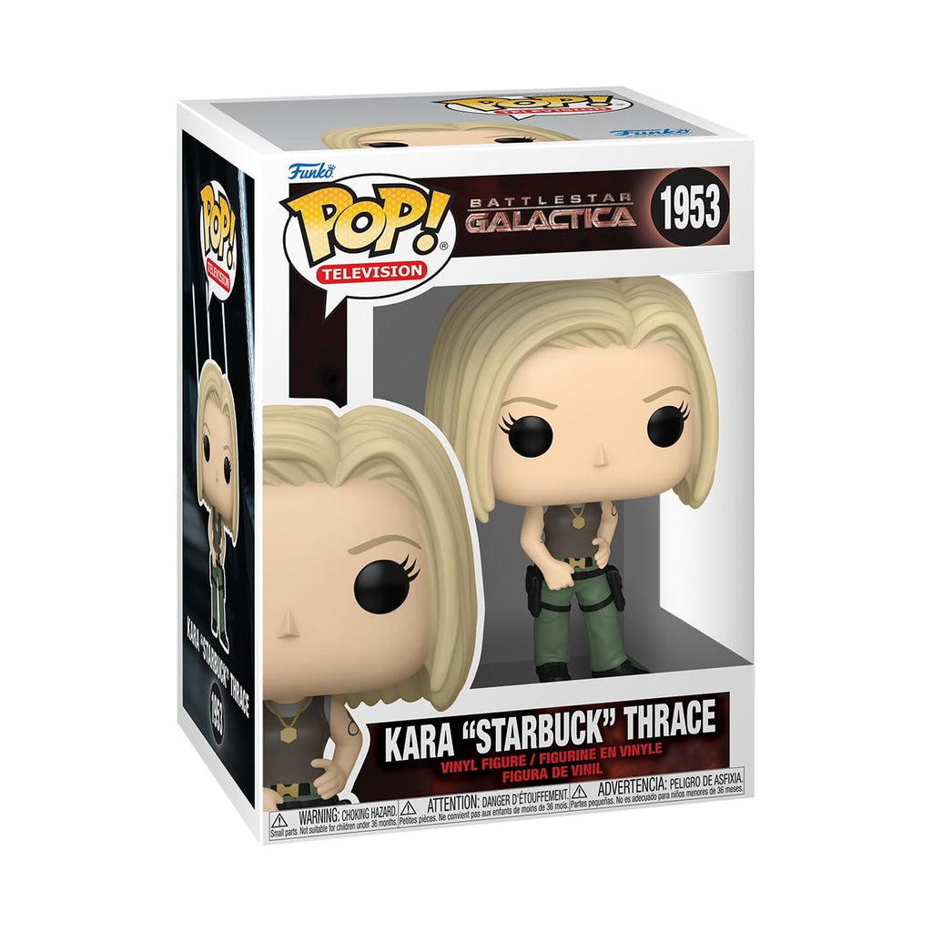 Authentic Funko POP! figure of Kara 'Starbuck' Thrace from Battlestar Galactica. Perfect for collectors and fans.