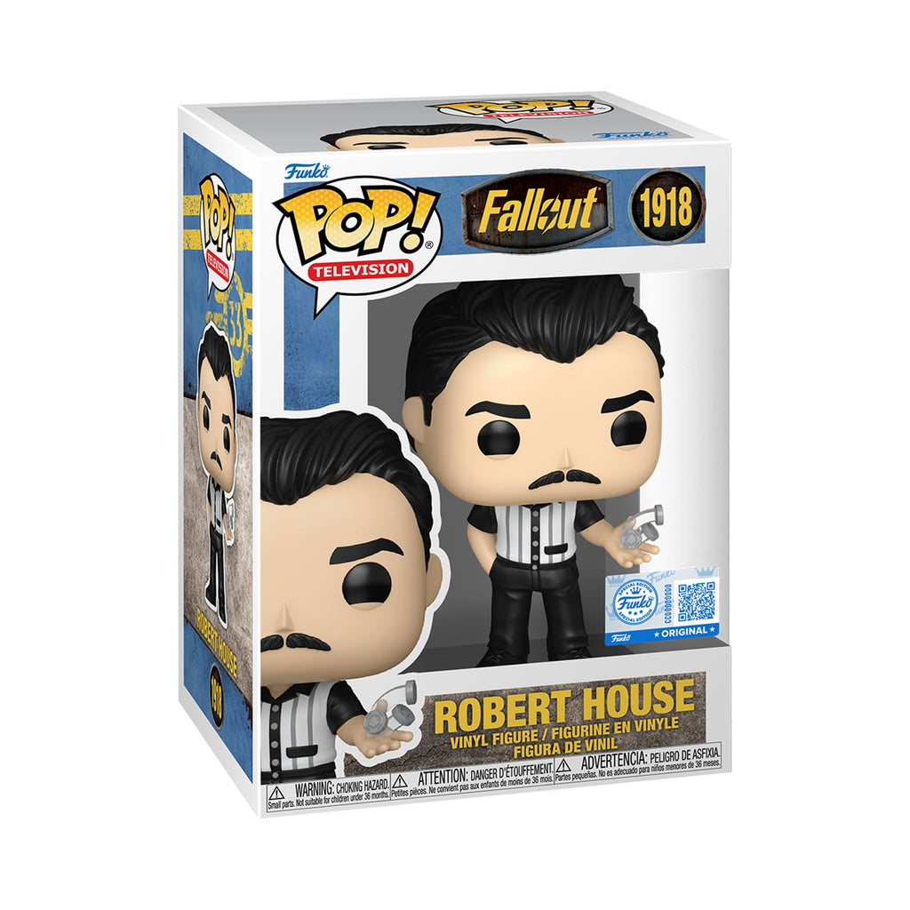 100% authentic Funko POP! Robert House figure from Fallout. Cute vinyl collectible, featuring a detailed design in a box.