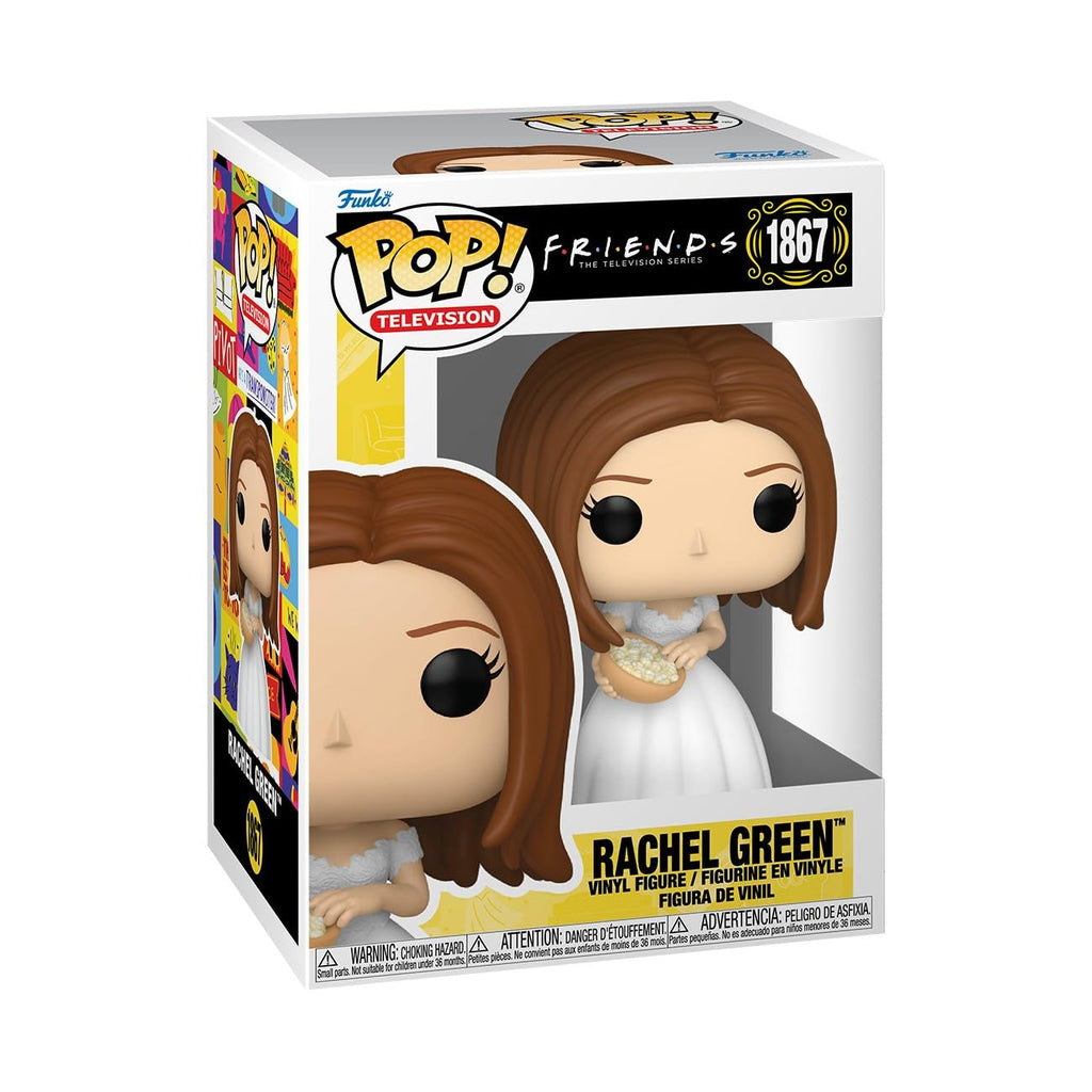 Authentic Funko POP! TV Rachel Wedding figure. Features Rachel in a bridal gown, ideal for Friends collectors.