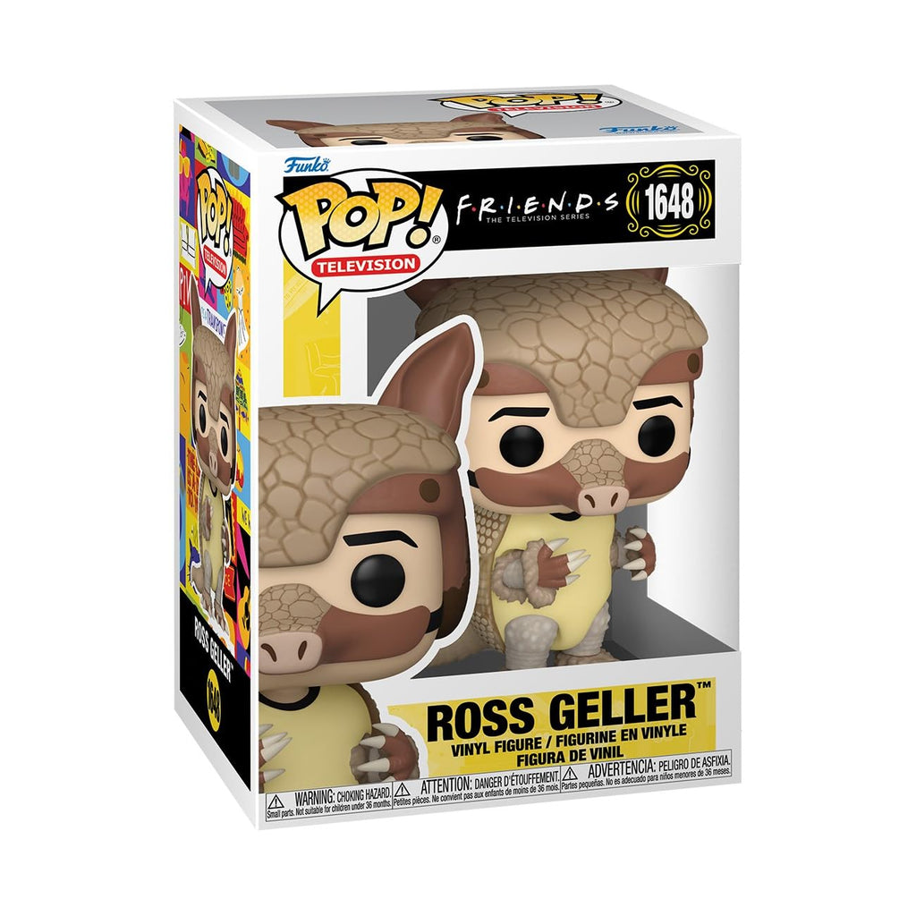 100% genuine Funko Pop figure of Ross Geller from Friends, in a collectible box, showcasing unique details and design.