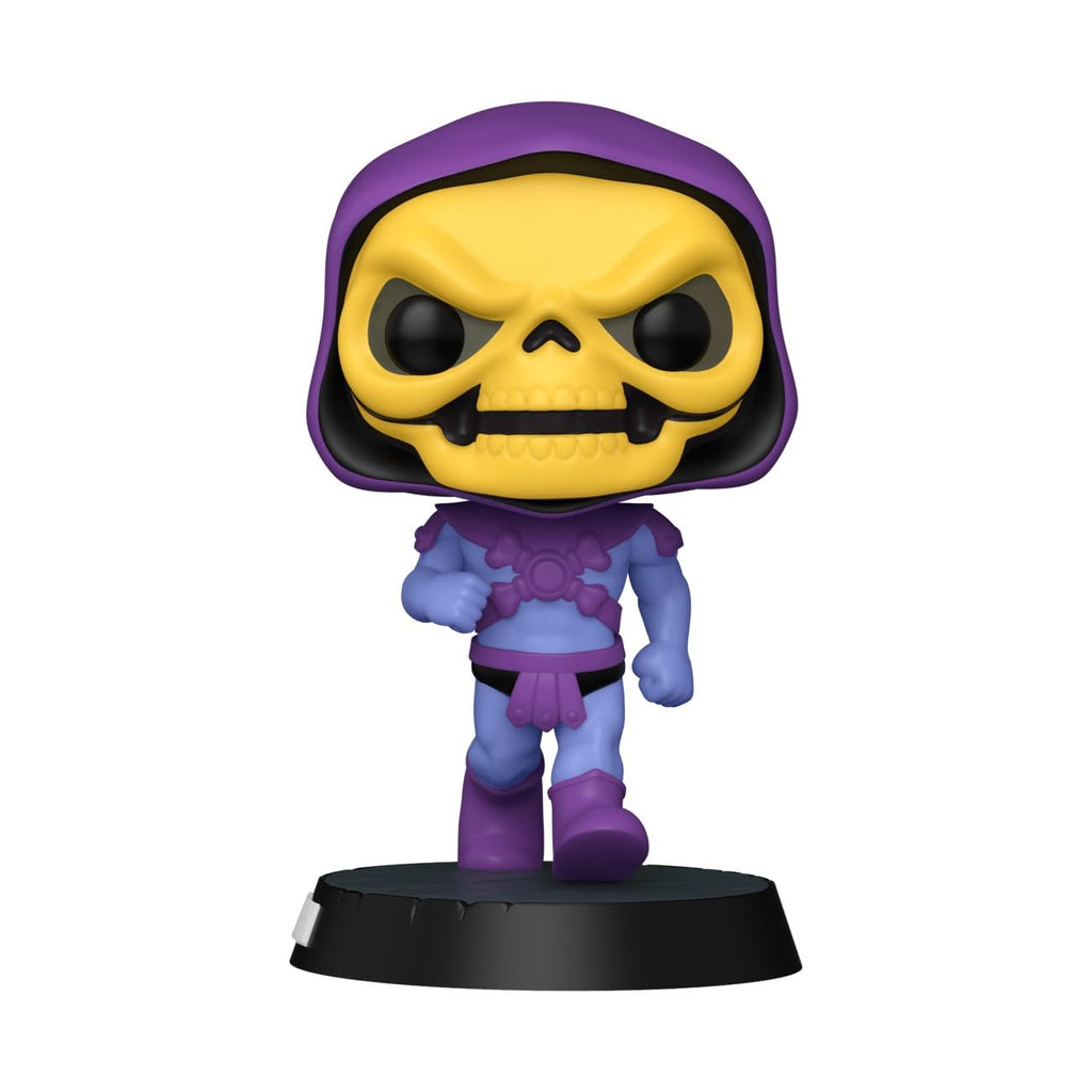 Premium imported Funko Pop! TV figure of Meme Skeletor from Masters, featuring vibrant colors and a playful pose.