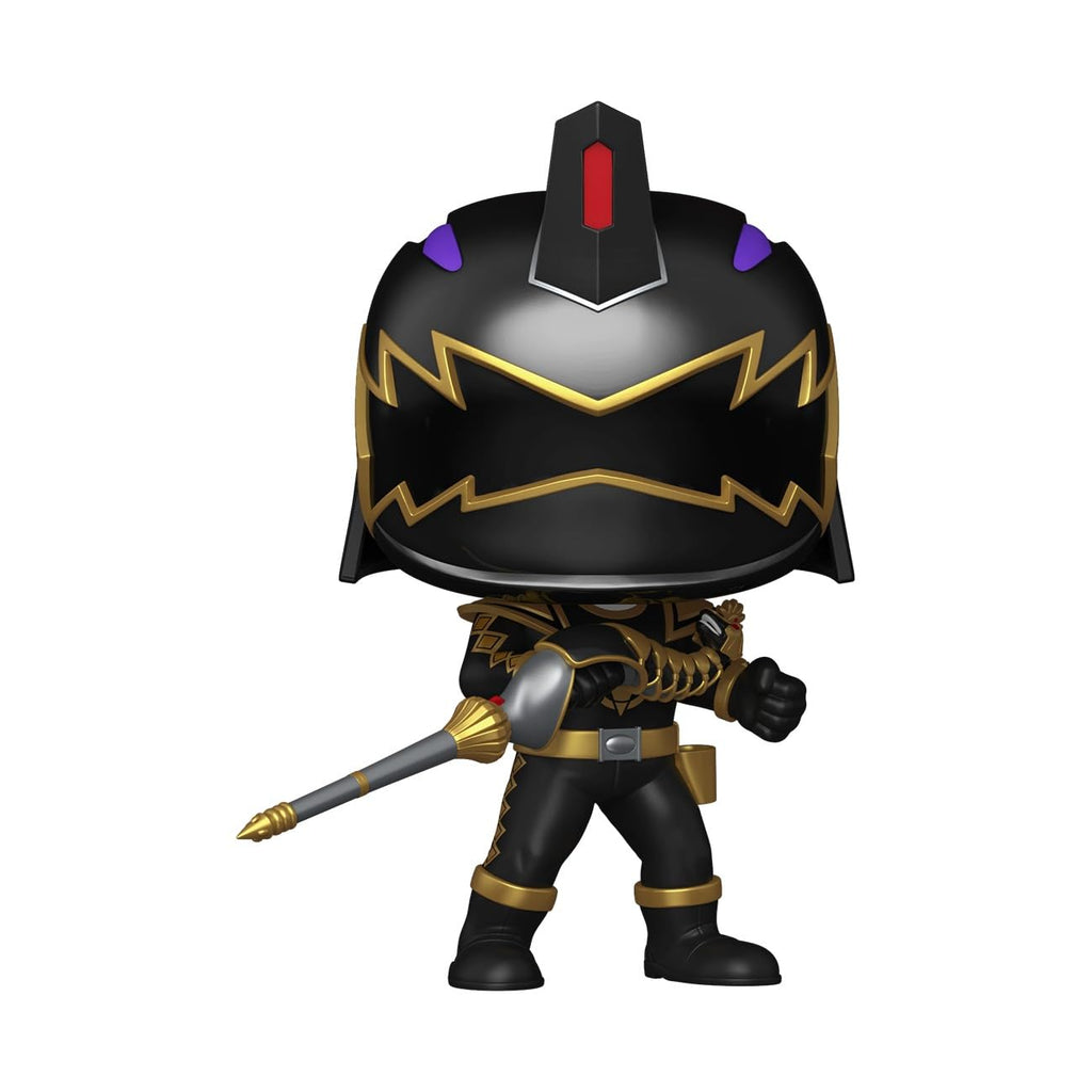 The Funko POP! Black Dino Thunder Ranger holds a spear. Available for order online in India now!