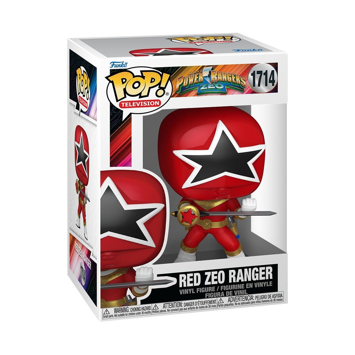 Authentic Funko POP figure of the Red Zeo Ranger from Power Rangers, showcasing its iconic design in collectible packaging.