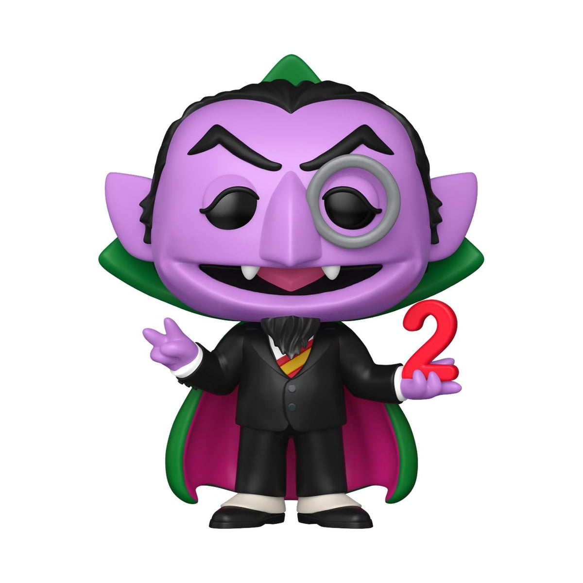 Collectible Funko POP! figure of The Count from Sesame Street, showcasing purple skin, a cape, and a playful expression. Verified by CuratCart.