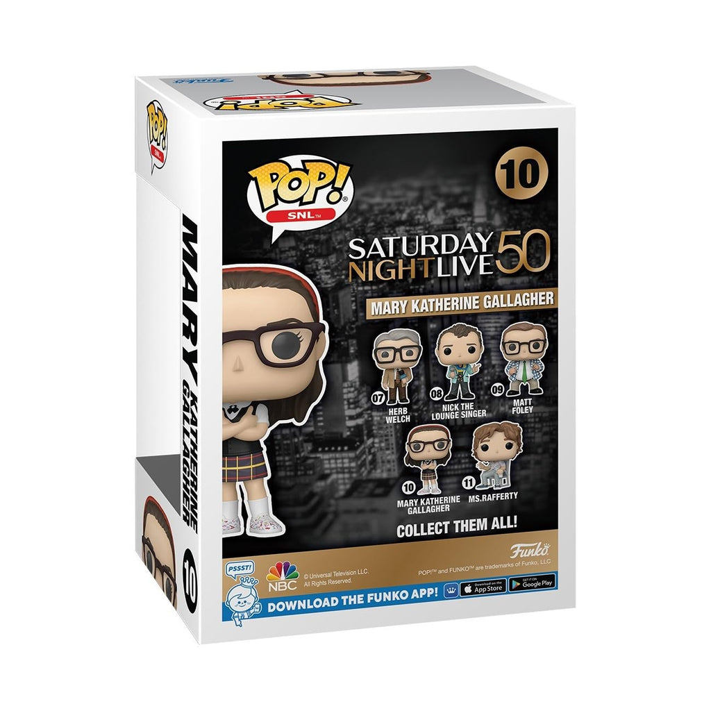 Premium imported Funko POP! figure of Mary Katherine Gallagher from SNL's 50th anniversary collection. Collect them all!