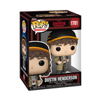 Authentic Funko Pop! figure of Dustin Henderson from Stranger Things, showcasing his iconic look in a collectible box.