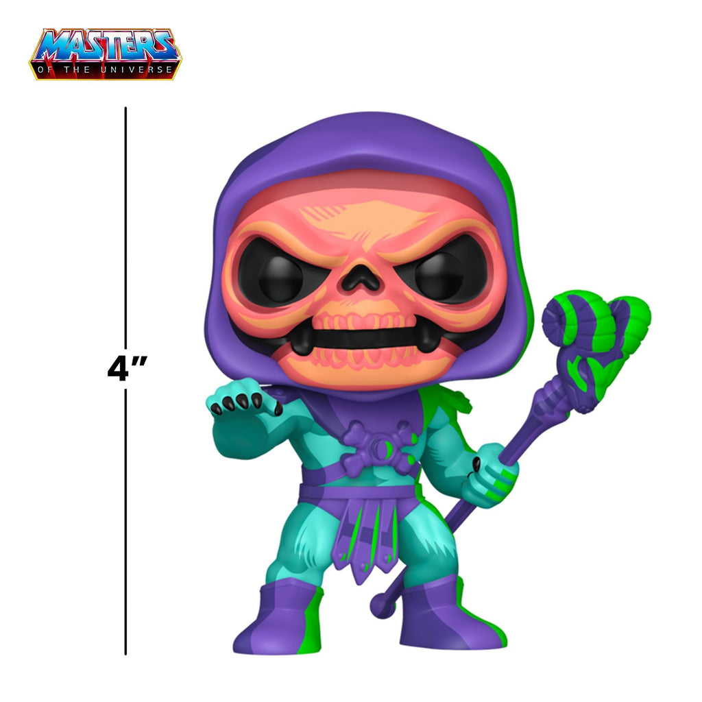 Premium imported Funko POP! of Skeletor from Masters of the Universe, standing 4 inches tall with vibrant colors.